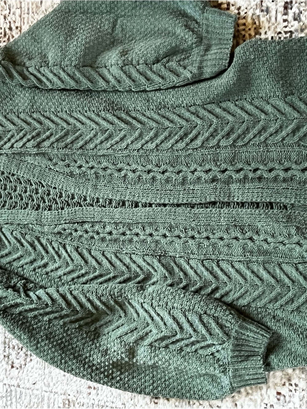 Altar'd State Olive Green Cable Knit Cardigan